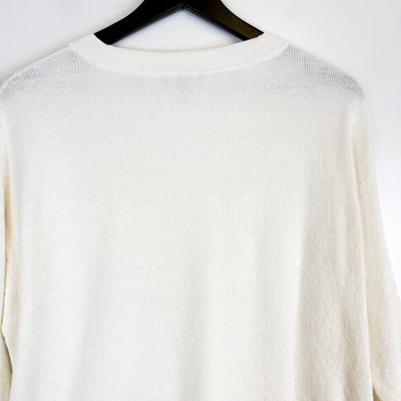 Eileen Fisher Ivory Organic Linen Crepe Stretch Tunic Top $298 - S/M - Picture 7 of 9
